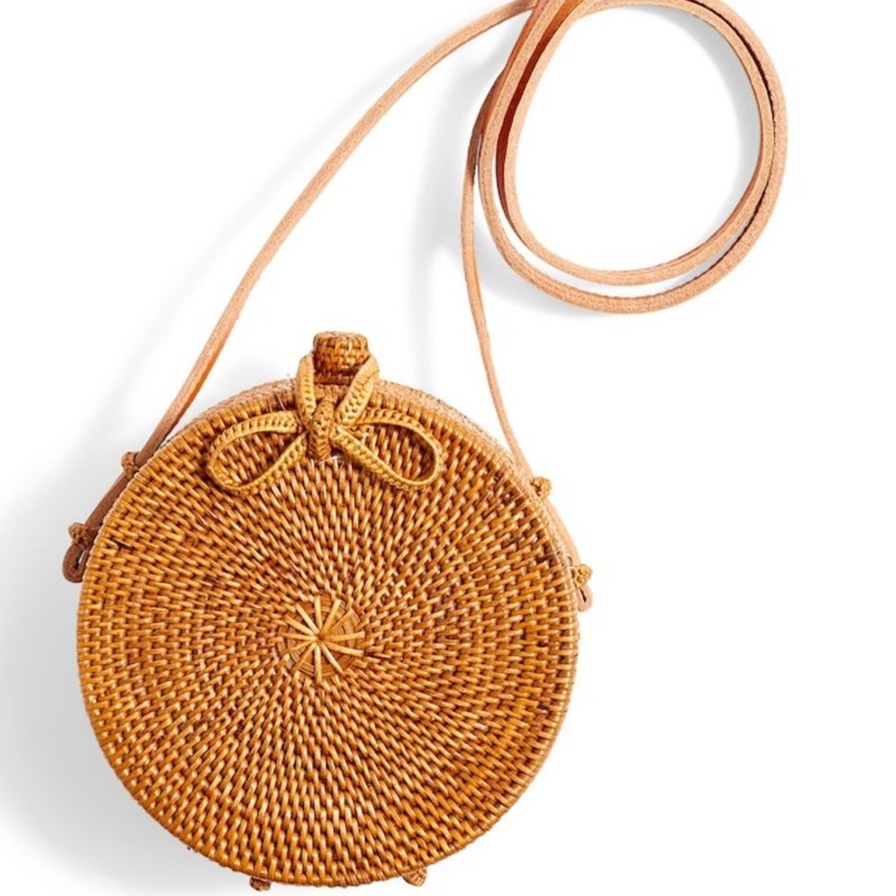 Rattan Round Wicker Brown Crossbody Bag